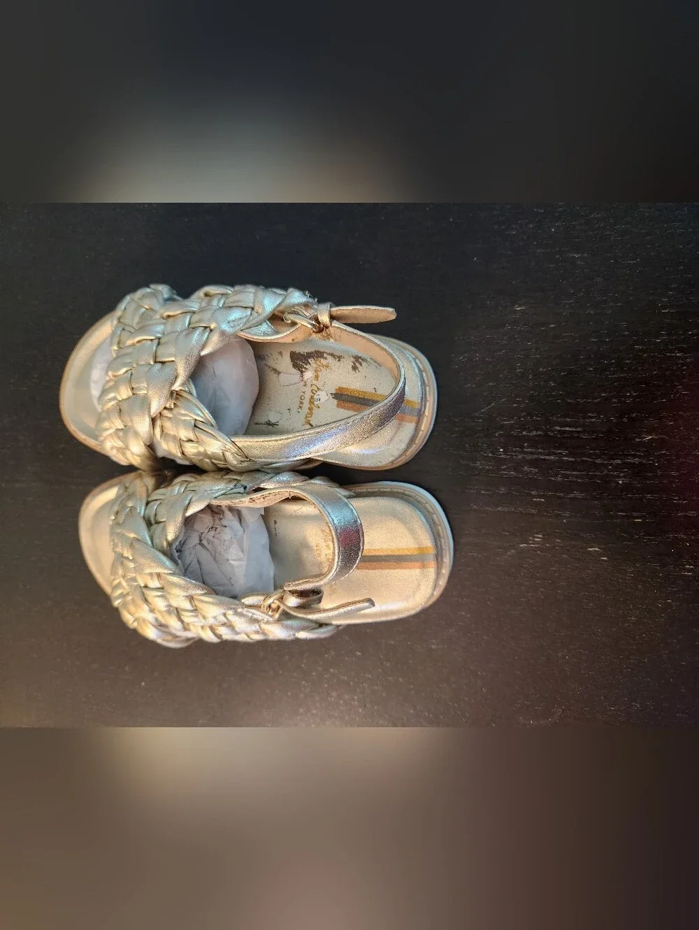 Sam Edelman Metallic Braided Slingback Sandals - Gold For Little Girls.